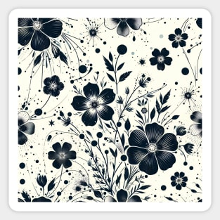 Black and White Floral Sticker